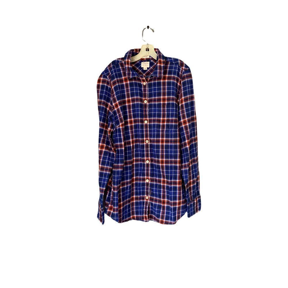J crew boy fit classic plaid flannel 100% cotton button up shirt size XS